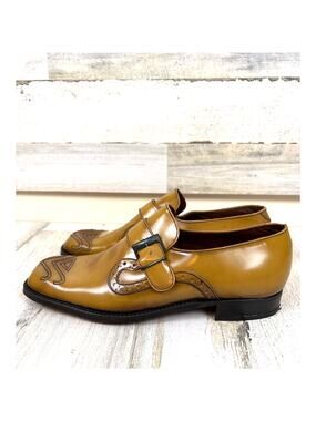 El Condor 8.5 Yellow Gold Leather Loafers Vintage Western Rustic Spanish